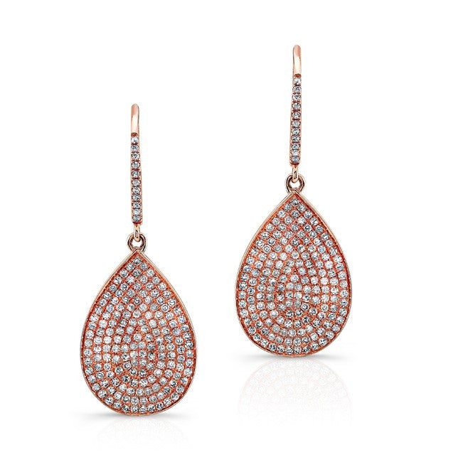 14KT Rose Gold Diamond Medium Pear Shaped Earrings