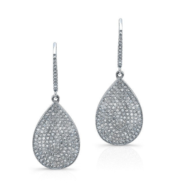 14KT White Gold Diamond Medium Pear Shaped Earrings