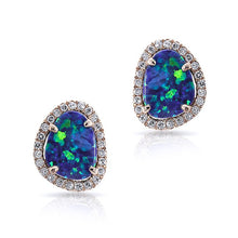 14KT Rose Gold Small Organic Opal Diamond Stud Earrings
