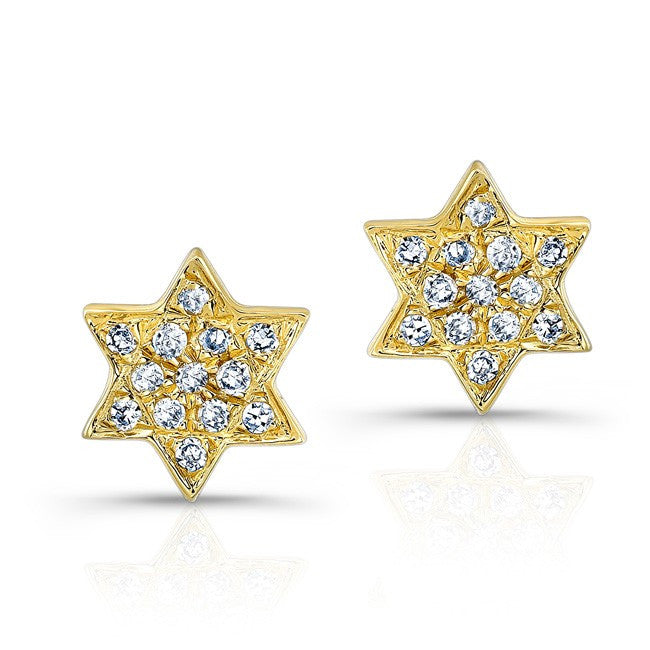 14KT Yellow Gold Jewish Star Stud Earrings