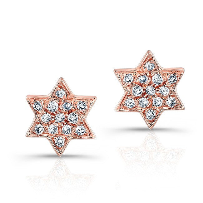14KT Rose Gold Jewish Star Stud Earrings