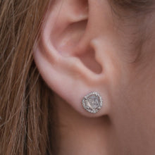 14KT White Gold Diamond Slice Stud Earrings