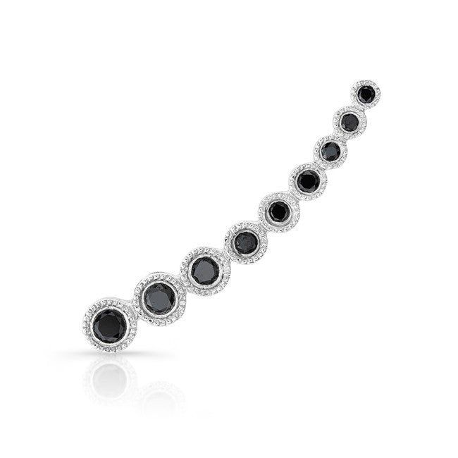 14KT White Gold Black Diamond Shooting Star Ear Cuff