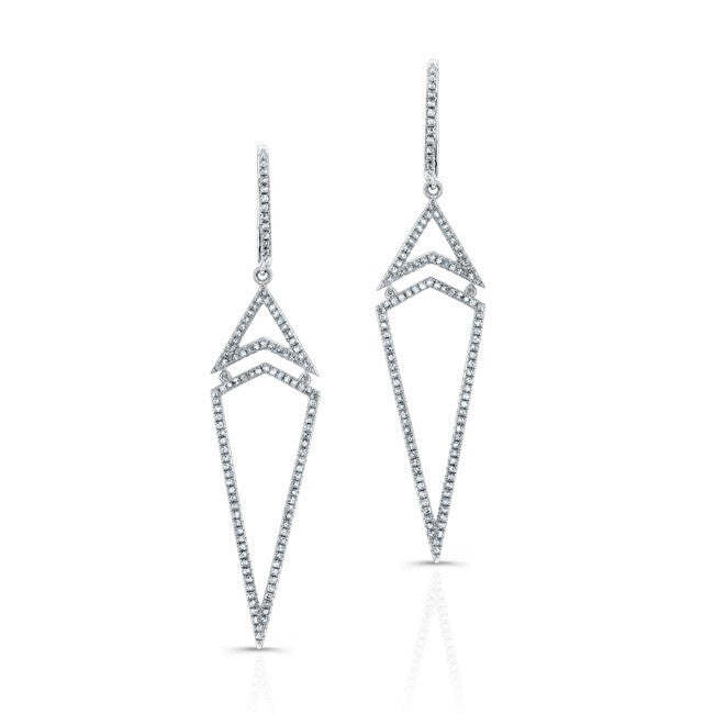 14KT White Gold Diamond Triangle Earrings