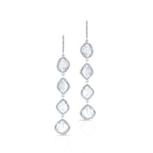 14KT White Gold Quadruple Drop Diamond Slice Earrings