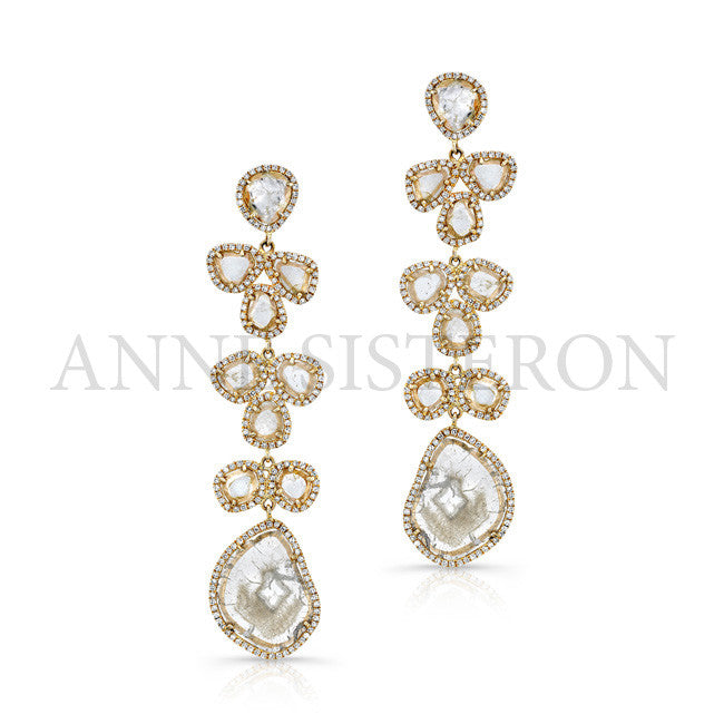 14KT Yellow Gold Diamond Slice Vine Earrings