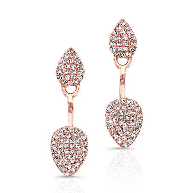 14KT Rose Gold Pear Shaped Floating Earrings