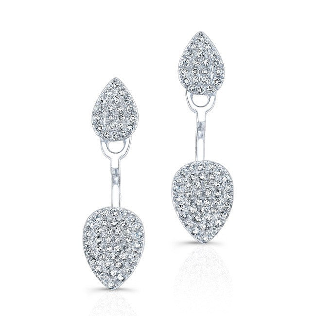 14KT White Gold Pear Shaped Floating Earrings