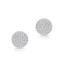 14KT White Gold Large Diamond Disc Stud Earrings