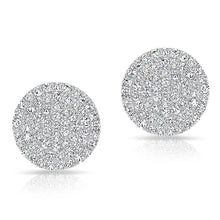 14KT White Gold Large Diamond Disc Stud Earrings