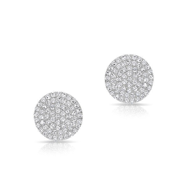 14KT White Gold Large Diamond Disc Stud Earrings