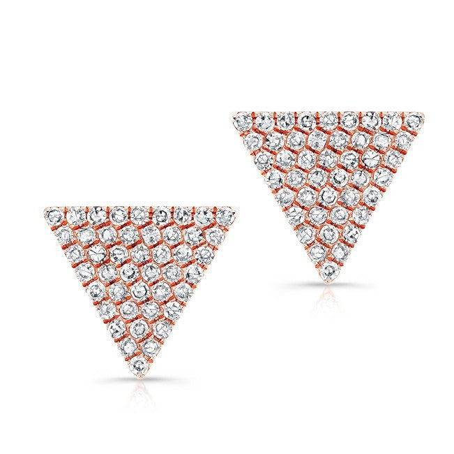 14KT Rose Gold Large Diamond Triangle Olivia Stud Earrings