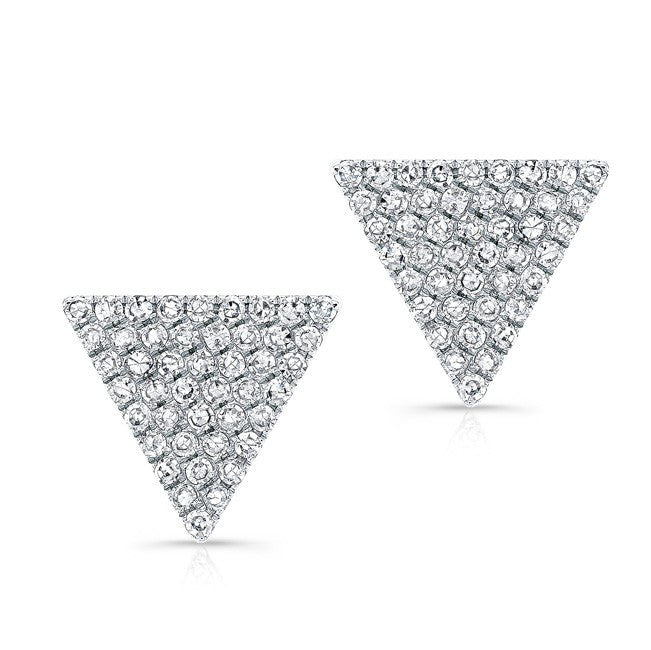 14KT White Gold Diamond Large Triangle Olivia Stud Earrings
