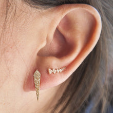 14KT White Gold Diamond Mini Spear Earrings
