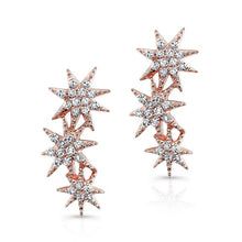 14KT Rose Gold Diamond Triple Starburst Earrings
