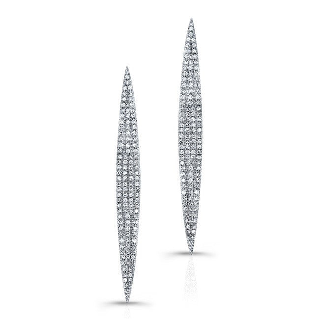 14KT White Gold Diamond Petal Earrings