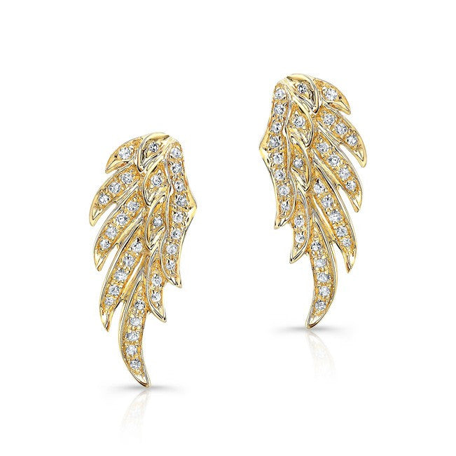 14KT Yellow Gold Diamond Wing Stud Earrings