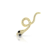 14KT Yellow Gold Black Diamond Snake Ear Cuff