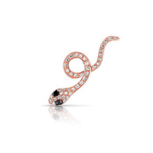 14KT Rose Gold Black Diamond Snake Ear Cuff