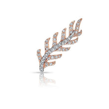 14KT Rose and White Gold Diamond Leaf Ear Cuff