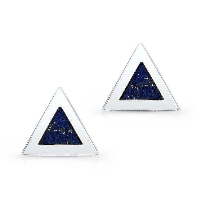14KT White Gold and Black Onyx Triangle Stud Earrings