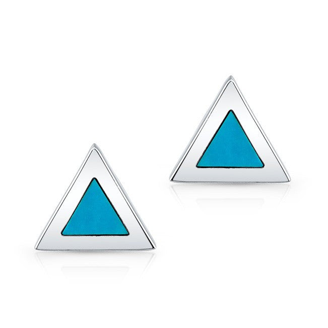 14KT White Gold and Turquoise Triangle Stud Earrings