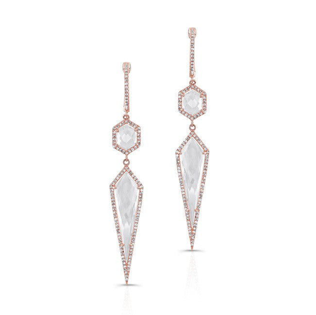 14KT Rose Gold White Topaz Diamond Earrings