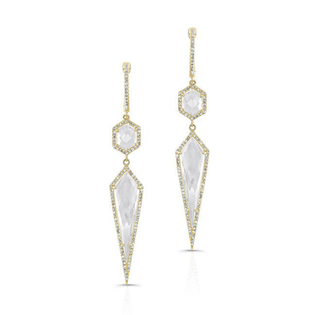 14KT Yellow Gold White Topaz Diamond Earrings