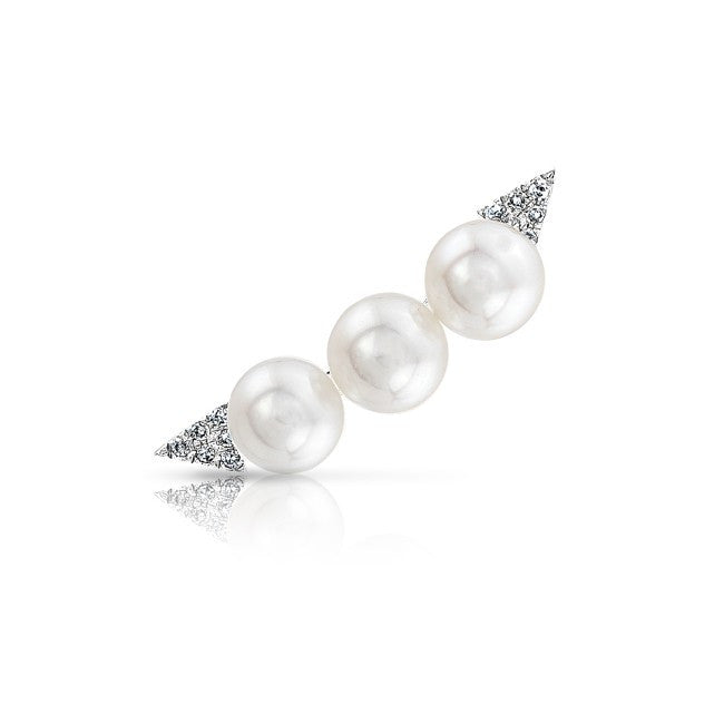 14KT White Gold Pearl And Diamond Ear Cuff