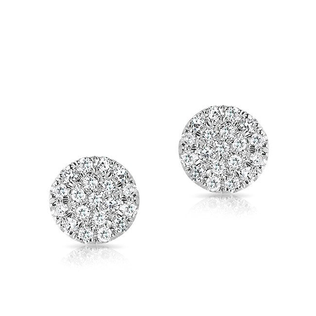 14KT White Gold Mini Diamond Disc Stud Earrings