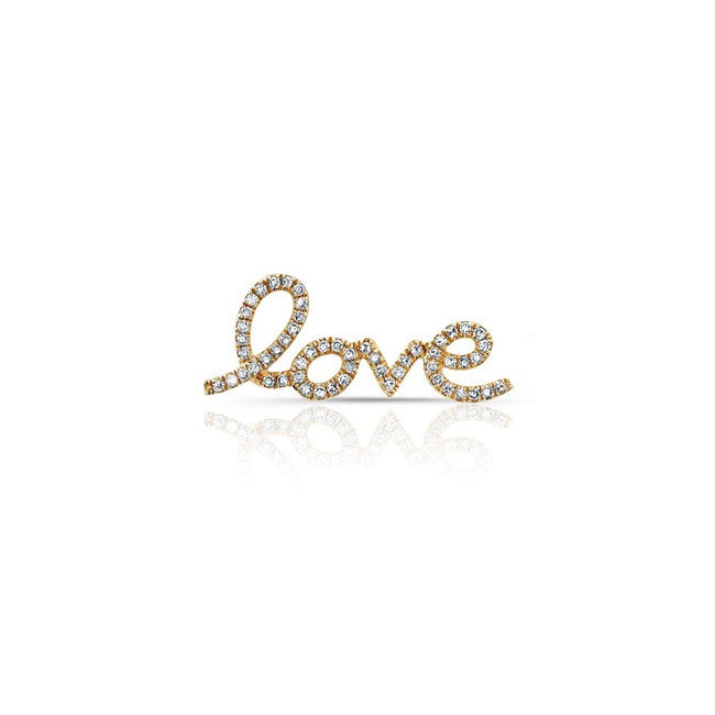 14KT Yellow Gold Diamond Love Ear Cuff