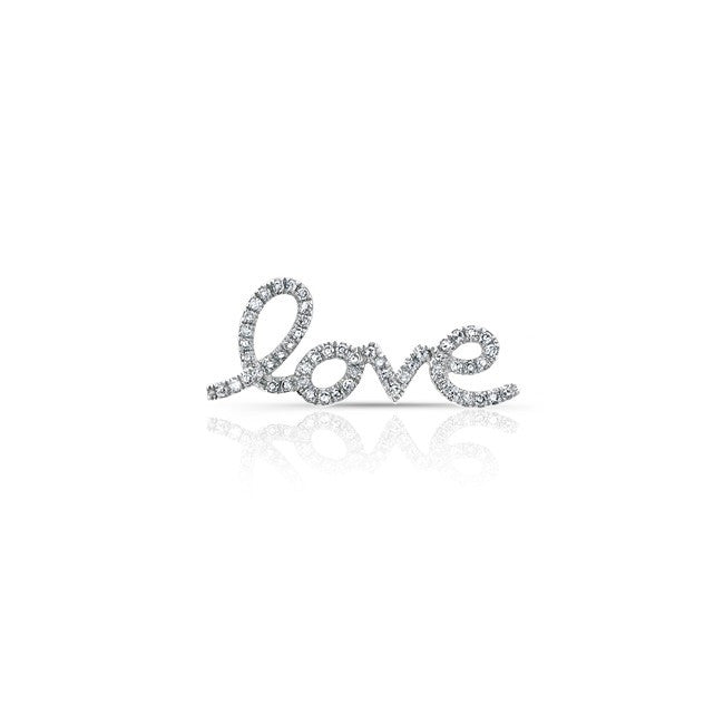 14KT White Gold Diamond Love Ear Cuff