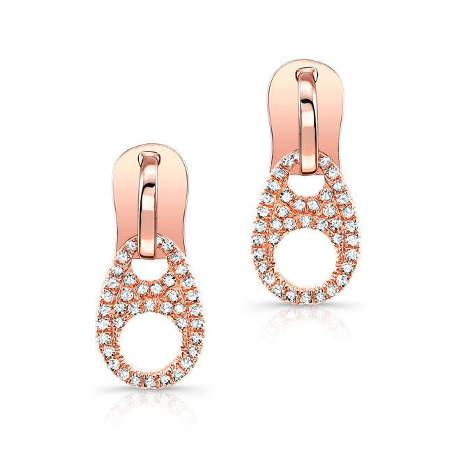 14KT Rose Gold Diamond Zipper Earrings