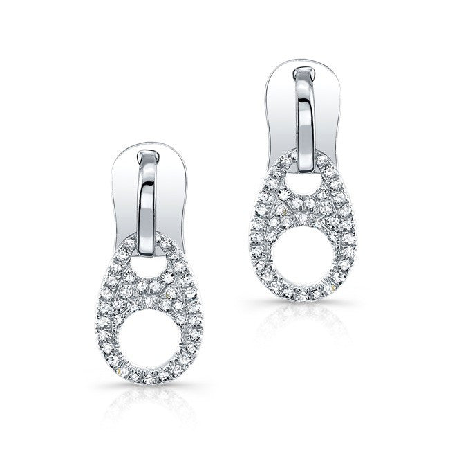 14KT White Gold Diamond Zipper Earrings