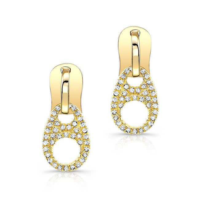 14KT Yellow Gold Diamond Zipper Earrings