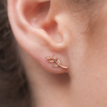 14KT Yellow Gold Diamond Ivy Stud Earrings