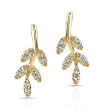 14KT Yellow Gold Diamond Ivy Stud Earrings