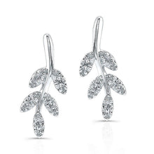 14KT White Gold Diamond Ivy Stud Earrings