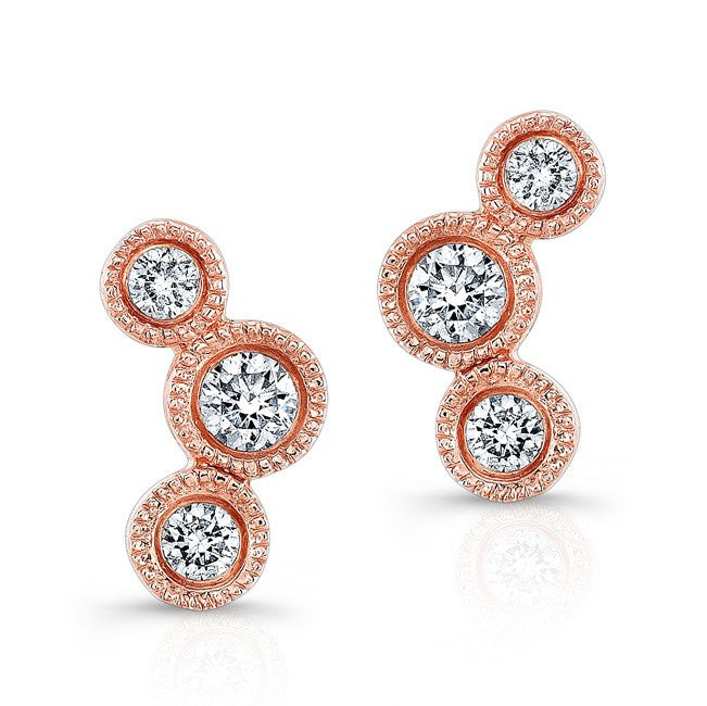 14KT Rose Gold Bezel Set Diamond Hazel Earrings