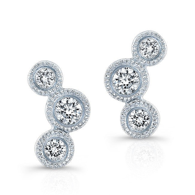 14KT White Gold Bezel Set Diamond Hazel Earrings