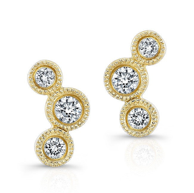 14KT Yellow Gold Bezel Set Diamond Hazel Earrings