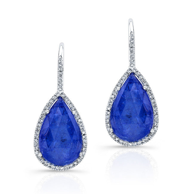 14KT White Gold Pear Shape Tanzanite Drop Earrings