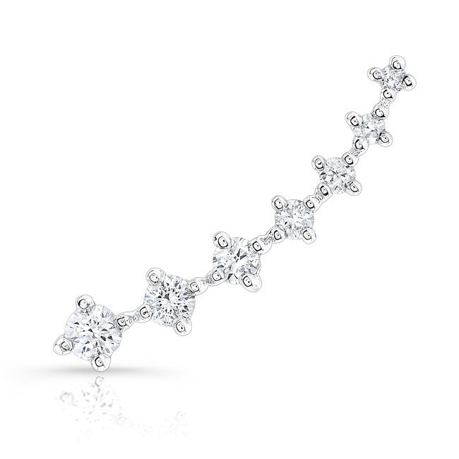 14KT White Gold Large Diamond Organic Ear Cuff