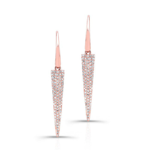 14KT Rose Gold Diamond Dagger Drop Earrings