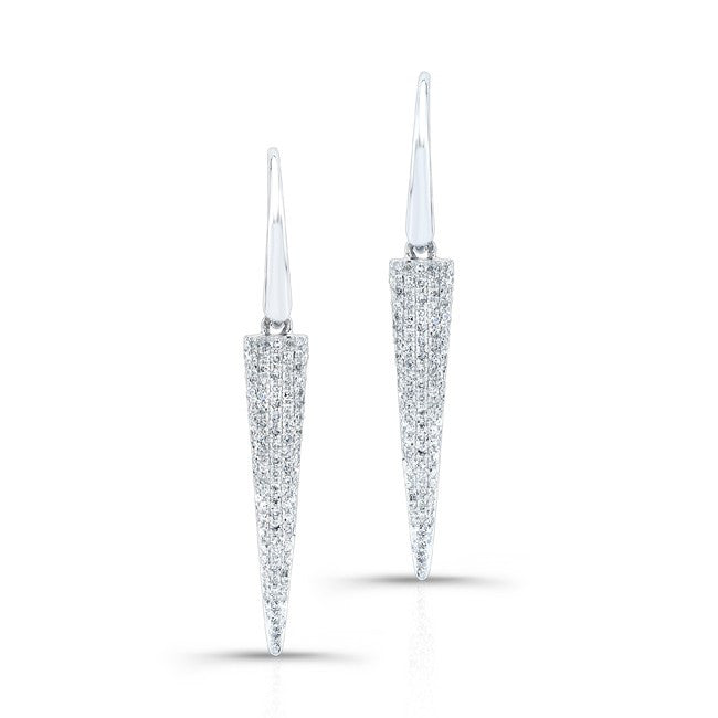 14KT White Gold Diamond Dagger Drop Earrings