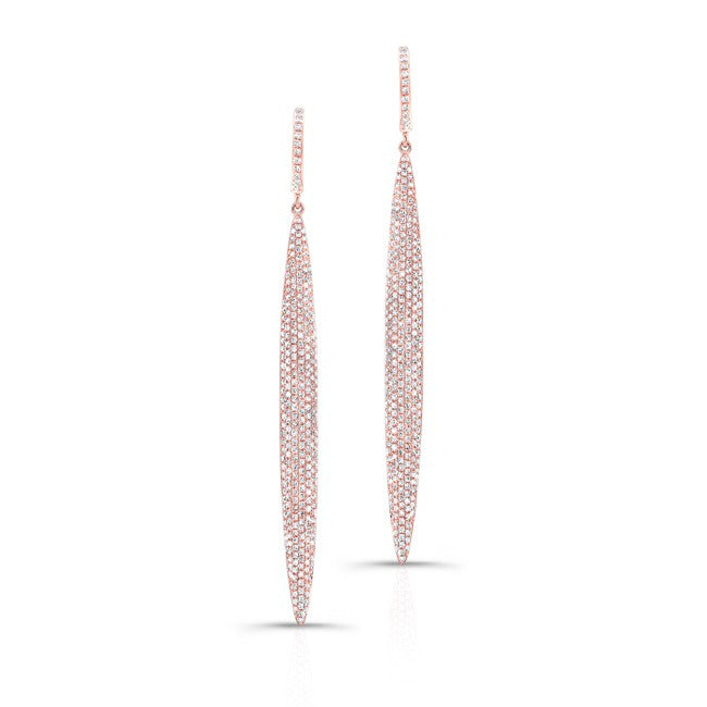 14KT Rose Gold Diamond Long Stiletto Earrings