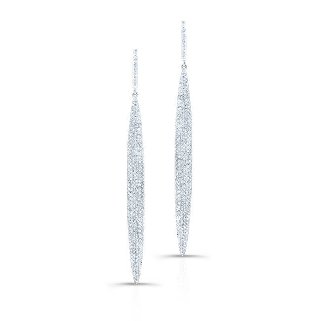 14KT White Gold Diamond Long Stiletto Earrings