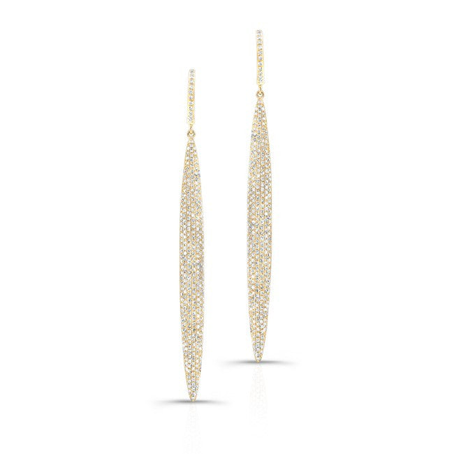 14KT Yellow Gold Diamond Long Stiletto Earrings
