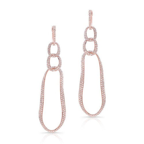 14KT Rose Gold Diamond Chain Link Earrings