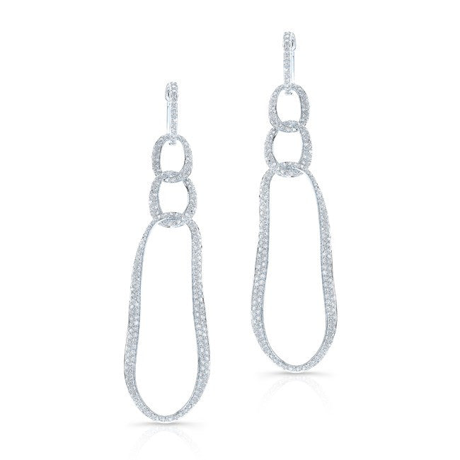 14KT White Gold Diamond Chain Link Earrings